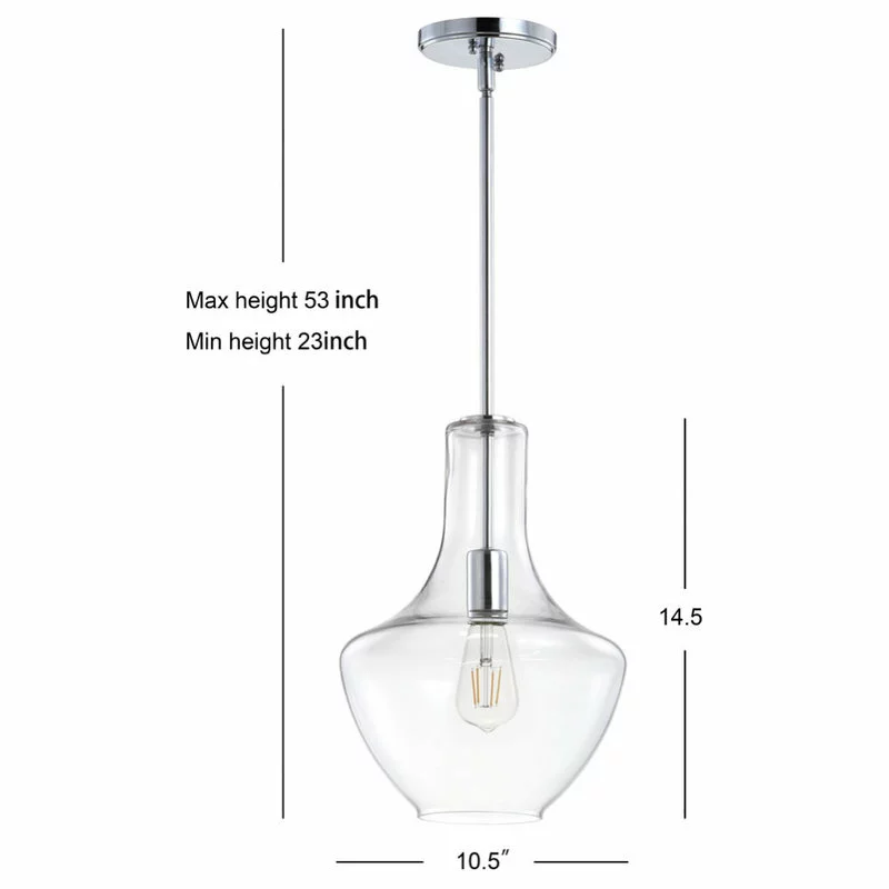 JONATHAN Y Watts 10.5" Glass, Metal LED Pendant, Chrome/Clear, Width: 10.5" 11 JONATHAN Y Watts 10.5" Glass, Metal LED Pendant, Chrome/Clear, Width: 10.5" - Image 11