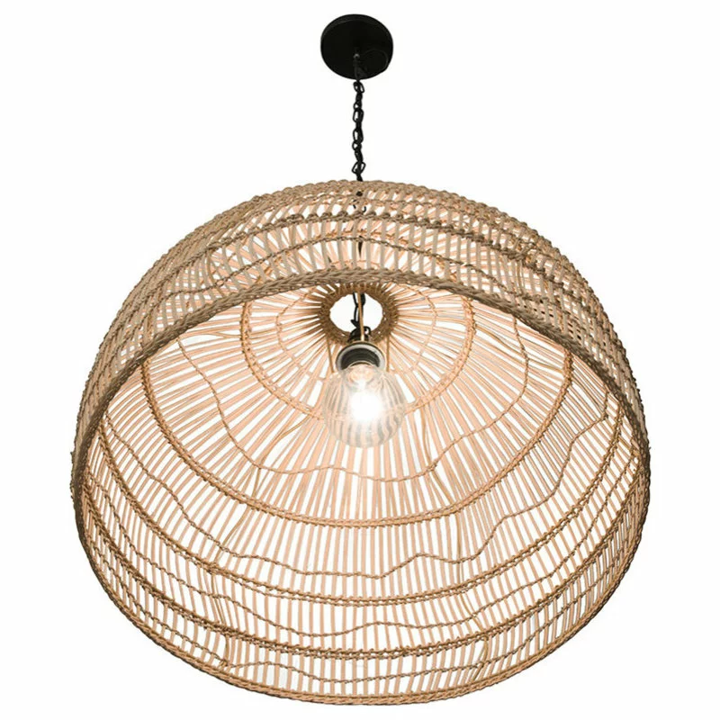 KOUBOO Open Weave Cane Rib Dome Pendant Lamp, Natural 3 KOUBOO Open Weave Cane Rib Dome Pendant Lamp, Natural - Image 3