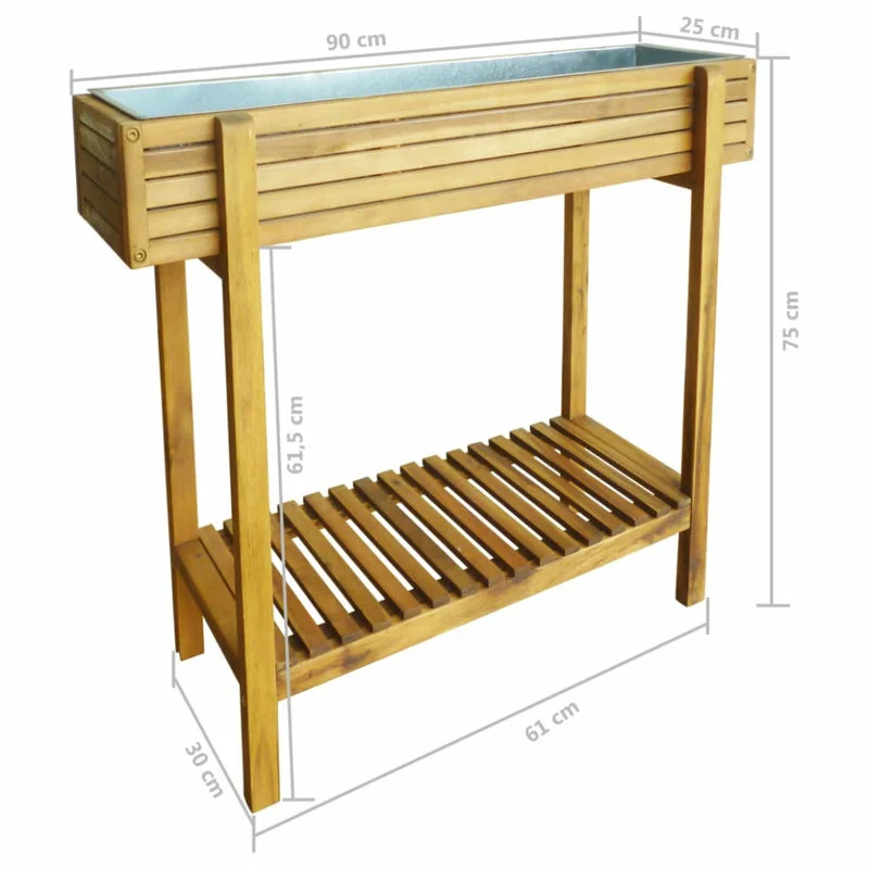 Vida XL International B.V. VidaXL Solid Acacia Wood Raised Garden Raised Bed Zinc Outdoor Flower Bed 7 Vida XL International B.V. VidaXL Solid Acacia Wood Raised Garden Raised Bed Zinc Outdoor Flower Bed - Image 7