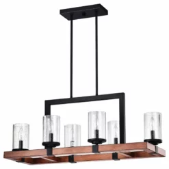 Edvivi Lighting 6-Light Black And Wood Rectangular Linear Chandelier With Seeded Glass 9 Edvivi Lighting 6-Light Black And Wood Rectangular Linear Chandelier With Seeded Glass -Ceiling Lighting Shop cf9169e10cf83c64 6777 w800 h800 b1 p0