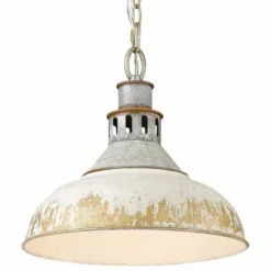 Golden Lighting Kinsley Large Pendant, Aged Galvanized Steel With Antique Ivory Shade -Ceiling Lighting Shop d031538801730d25 5118 w800 h800 b1 p0