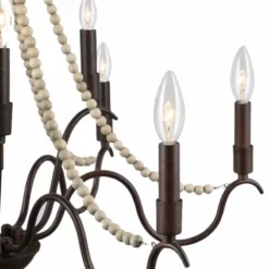 LALUZ Farmhouse 9-Light Wood Beaded Chandelier Candle Empire Chandeliers -Ceiling Lighting Shop d031f2ea027a01e2 3285 w800 h800 b0 p0