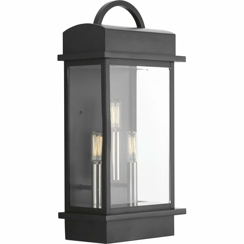 Progress Lighting Santee 3-Light Large Wall Lantern, Black 1 Progress Lighting Santee 3-Light Large Wall Lantern, Black