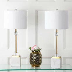 JONATHAN Y Dawson 30" Marble And Crystal Table Lamp, Brass, Set Of 2 -Ceiling Lighting Shop d14163c30384f888 7535 w800 h800 b0 p0