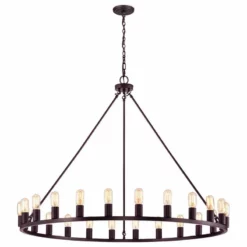 Chandelier Crystal Lights 24-light Modern Farmhouse Wagon Wheel Chandelier Oil Rubbed Bronze - 48-inch