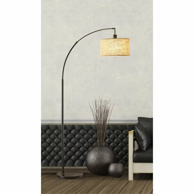 Adesso Home Burlap Arc Lamp In Antique Bronze 2 Adesso Home Burlap Arc Lamp In Antique Bronze - Image 2