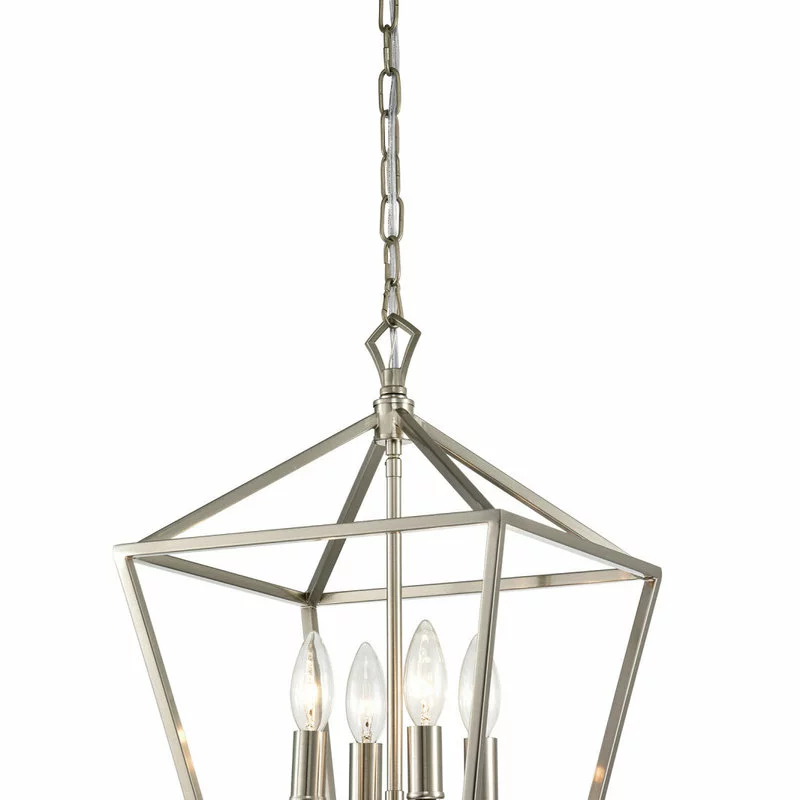 Edvivi Lighting 4-Light Brushed Nickel Lantern Pendant Chandelier 12" 6 Edvivi Lighting 4-Light Brushed Nickel Lantern Pendant Chandelier 12" - Image 6