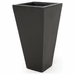 GDFStudio Ephraim Outdoor Cast Stone Planter, Matte Black, Small