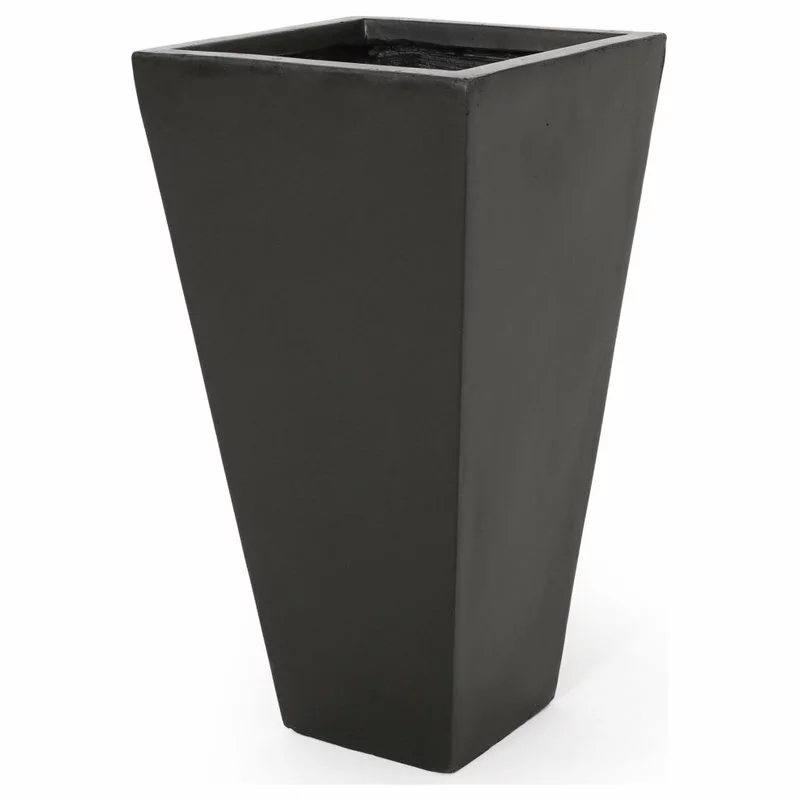 GDFStudio Ephraim Outdoor Cast Stone Planter, Matte Black, Small 1 GDFStudio Ephraim Outdoor Cast Stone Planter, Matte Black, Small