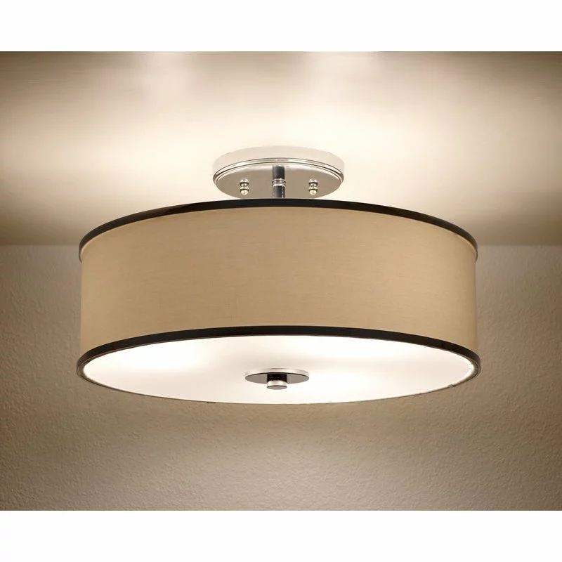 Kira Home Chloe 15" Retro Ceiling Light, White Drum Shade, LED Compatible, Round 2 Kira Home Chloe 15" Retro Ceiling Light, White Drum Shade, LED Compatible, Round - Image 2