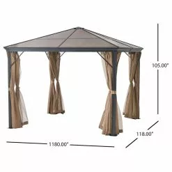 GDFStudio GDF Studio Bali Outdoor 10'x10' Aluminum Framed Gazebo With Curtains, Brown/Blac -Ceiling Lighting Shop d34195d702382cb1 8222 w800 h800 b1 p0