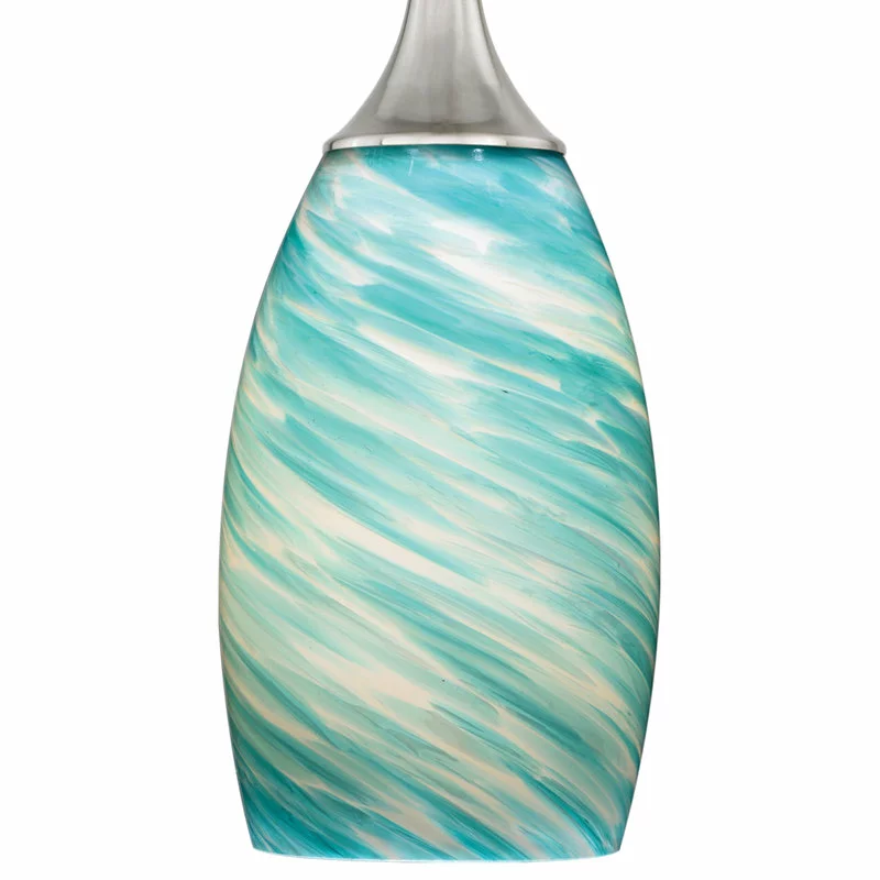 Vaxcel Milano Mini Pendant With Art Glass, Satin Nickel, Celeste Wave Glass 4 Vaxcel Milano Mini Pendant With Art Glass, Satin Nickel, Celeste Wave Glass - Image 4