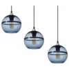 Casamotion Unique Optic Hand Blown Glass Pendant Lights, Brushed Nickel, Set Of 3, Blue