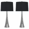 Lumisource 29.5" Polished Nickel Mirrored Metal Table Lamp, Set Of 2