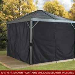 ShelterLogic Sojag Curtains For Sanibel Gazebo, 8'W X 8'D - Black, Gazebo Not Included -Ceiling Lighting Shop d5312419004f5fd2 0775 w800 h800 b0 p0