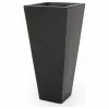 GDFStudio Ephraim Outdoor Cast Stone Planter, Matte Black, Medium