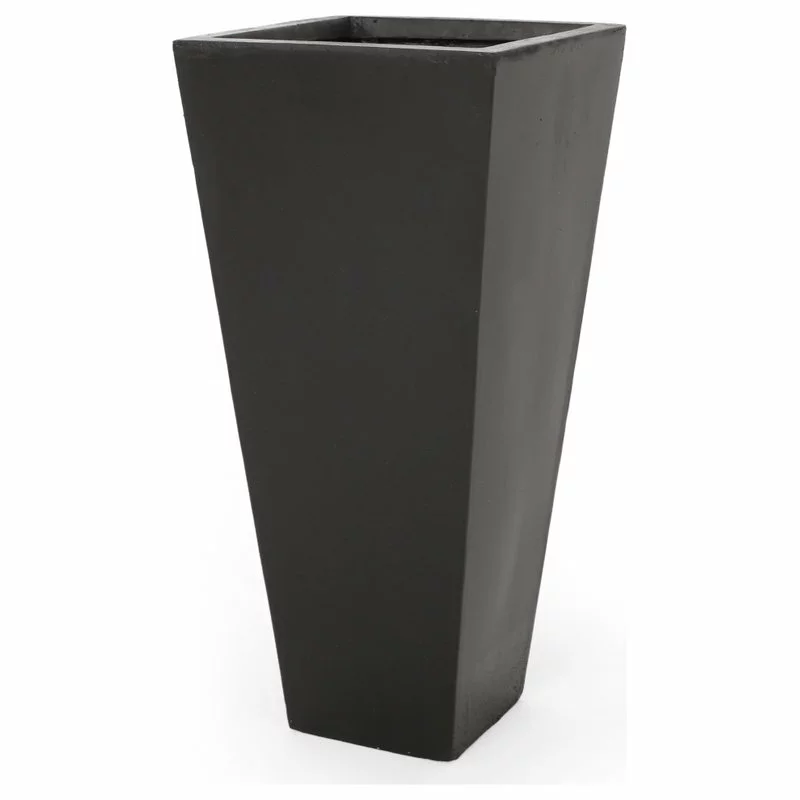 GDFStudio Ephraim Outdoor Cast Stone Planter, Matte Black, Medium 1 GDFStudio Ephraim Outdoor Cast Stone Planter, Matte Black, Medium