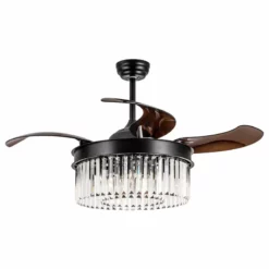 FLINT GARDEN INC 42-Inch Retractable 3-Blades Crystal LED Ceiling Fan With Remote