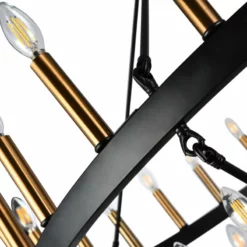 Aiwen 36-Light 47" Wagon Wheel Chandelier Candle Tiered Pendant Lighting, Black -Ceiling Lighting Shop d5f1dc25017f6950 1434 w800 h800 b0 p0