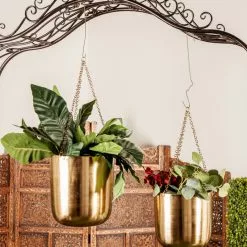 CosmoLiving By Cosmopolitan Large, Round Metallic Gold Metal Hanging Indoor & Outdoor Planters, Set Of 2 -Ceiling Lighting Shop d621f89b0e725a93 7836 w800 h800 b0 p0