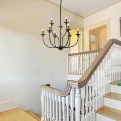 LALUZ 9-Light 2-Tier Modern Farmhouse Matte Black Large Candle Chandeliers -Ceiling Lighting Shop d6c1c50e036b7788 7777 w800 h800 b0 p0