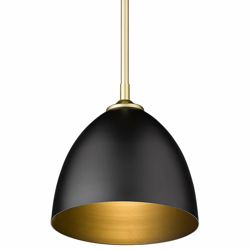 Golden Lighting Zoey Small Pendant, Olympic Gold With Matte Black Shade 3 Golden Lighting Zoey Small Pendant, Olympic Gold With Matte Black Shade - Image 3