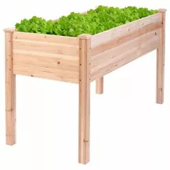 Costway Wooden Raised Vegetable Garden Bed Elevated Planter Kit Grow Gardening