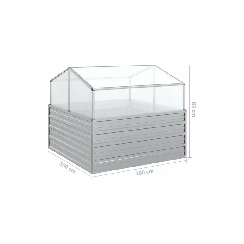 Vida XL International B.V. VidaXL Garden Raised Bed With Greenhouse Silver Outdoor Planter Flower Box 8 Vida XL International B.V. VidaXL Garden Raised Bed With Greenhouse Silver Outdoor Planter Flower Box - Image 8