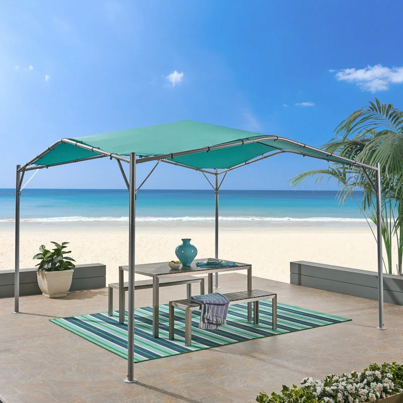 GDFStudio GDF Studio Poppy Outdoor 11.5'x11.5' Modern Gazebo Canopy, Teal 2 GDFStudio GDF Studio Poppy Outdoor 11.5'x11.5' Modern Gazebo Canopy, Teal - Image 2