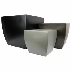 Root And Stock Pacifica Square Curved Planter Box, Gray, 16"x16"x14.5" -Ceiling Lighting Shop d9610455073e3bab 3085 w800 h800 b1 p0