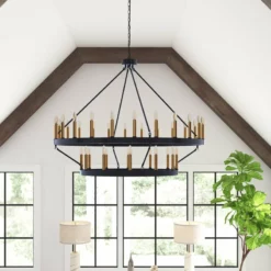 Aiwen 36-Light 47" Wagon Wheel Chandelier Candle Tiered Pendant Lighting, Black -Ceiling Lighting Shop daf18213017f6945 1434 w800 h800 b0 p0