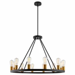 Kira Home Jericho 36" Rustic Farmhouse Wagon Wheel Chandelier, Round Kitchen -Ceiling Lighting Shop db31656f0de6ac19 8480 w800 h800 b1 p0