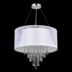 Edvivi Lighting 4-Light Double White Fabric Drum Shade Crystal Pendant Chandelier Glam Lighitng -Ceiling Lighting Shop dba17ef70809943a 0649 w800 h800 b0 p0