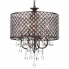 Edvivi Lighting Marya 4-Light Antique Copper Round Beaded Drum Chandelier Hanging Crystals Glam