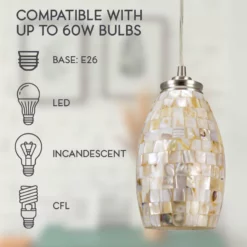 Kira Home Coast 9" Oval Pendant Light, Hand-Crafted Mosaic Sea Shell Glass, / 12 Kira Home Coast 9" Oval Pendant Light, Hand-Crafted Mosaic Sea Shell Glass, / -Ceiling Lighting Shop dcf1c78500ca70ac 8688 w800 h800 b0 p0