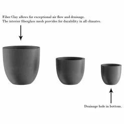 Pure Garden Set Of 3 Fiber Clay Outdoor Planters, Tapered Gray -Ceiling Lighting Shop dd21477b0cbf3af4 1169 w800 h800 b1 p0