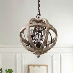 HOMARY Retro Rustic Weathered Wooden Globe Metal Orb Crystal 3-Light/5-Light Chandelier -Ceiling Lighting Shop dd21f65b0eec840c 5215 w800 h800 b0 p0