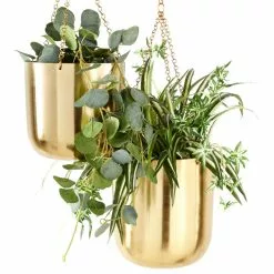 CosmoLiving By Cosmopolitan Large, Round Metallic Gold Metal Hanging Indoor & Outdoor Planters, Set Of 2 -Ceiling Lighting Shop dd61318e0e725a8e 7836 w800 h800 b1 p0