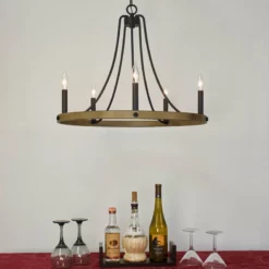 Kira Home Fairbrook 24.5" Rustic Farmhouse Wagon Wheel Chandelier, Round Kitchen 9 Kira Home Fairbrook 24.5" Rustic Farmhouse Wagon Wheel Chandelier, Round Kitchen -Ceiling Lighting Shop df5109dd00d10e4a 8436 w800 h800 b0 p0