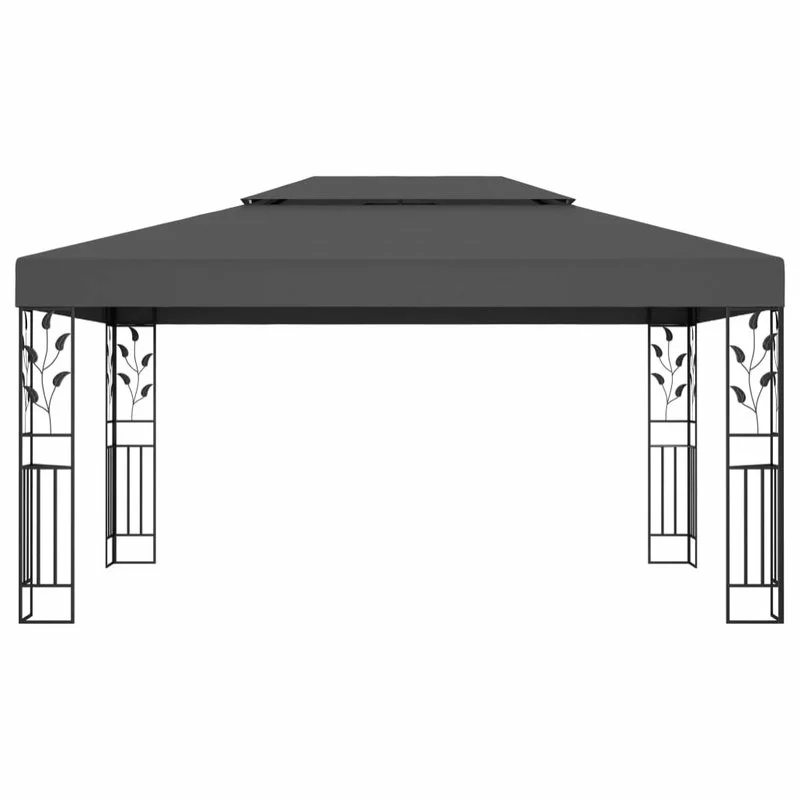 Vida XL International B.V. VidaXL Gazebo With Double Roof 9.8'x13.1' Anthracite Garden Outdoor Sunshade 2 Vida XL International B.V. VidaXL Gazebo With Double Roof 9.8'x13.1' Anthracite Garden Outdoor Sunshade - Image 2