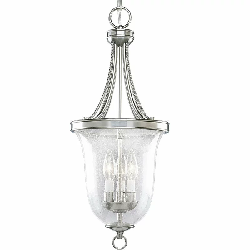 Progress Lighting 3-Light Foyer With Clear Seeded Glass Bowl, Brushed Nickel 1 Progress Lighting 3-Light Foyer With Clear Seeded Glass Bowl, Brushed Nickel