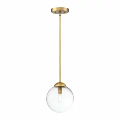 Helmsman Lighting Works 1-Light Mini Pendant, Natural Brass