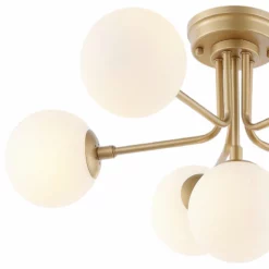 JONATHAN Y Olivier Parisian 24" 6-Light Globe Modern Iron Bistro LED Semi Flush Mount, Gold -Ceiling Lighting Shop e1416ffa018ef83c 3583 w800 h800 b1 p0