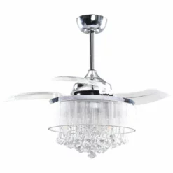 FLINT GARDEN INC 36 Inch Chrome Crystal Ceiling Fan With Remote, Retractable Blades -Ceiling Lighting Shop e15147320e2409ec 4967 w800 h800 b1 p0