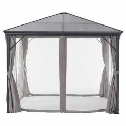 GDFStudio GDF Studio Bali Outdoor 10'x10' Aluminum Framed Gazebo With Curtains, Gray/Black -Ceiling Lighting Shop e1b118ed02382c95 8199 w800 h800 b1 p0