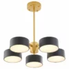 Design Living Gold Frame Flushmount Light Fixture, Black Shades, White Shade Cover