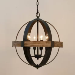 Whoselamp Castello 4-Light Wood Chandelier, Brown -Ceiling Lighting Shop e29172db0ab201dd 3149 w800 h800 b0 p0