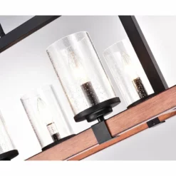 Edvivi Lighting 6-Light Black And Wood Rectangular Linear Chandelier With Seeded Glass 7 Edvivi Lighting 6-Light Black And Wood Rectangular Linear Chandelier With Seeded Glass -Ceiling Lighting Shop e2c16b830cf83c61 6777 w800 h800 b0 p0