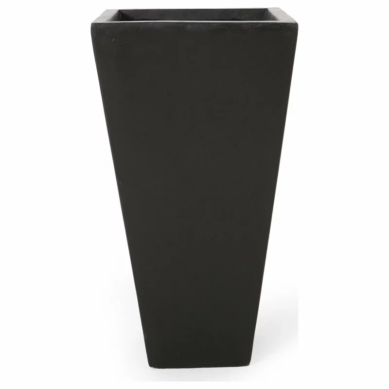 GDFStudio Ephraim Outdoor Cast Stone Planter, Matte Black, Small 7 GDFStudio Ephraim Outdoor Cast Stone Planter, Matte Black, Small - Image 7