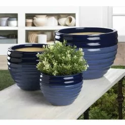 Summerfield Terrace 2-Tone Blue Ceramic Planter 3-Piece Set -Ceiling Lighting Shop e3e129380dd66780 4935 w800 h800 b0 p0